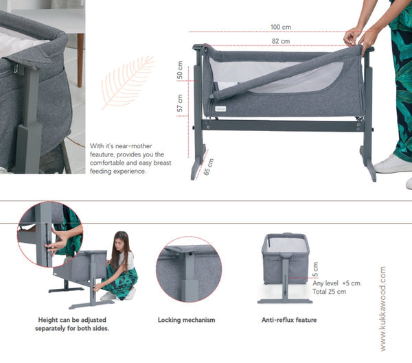 Kukka Naturel Wood Rocking Bedside Crib, Next To Me