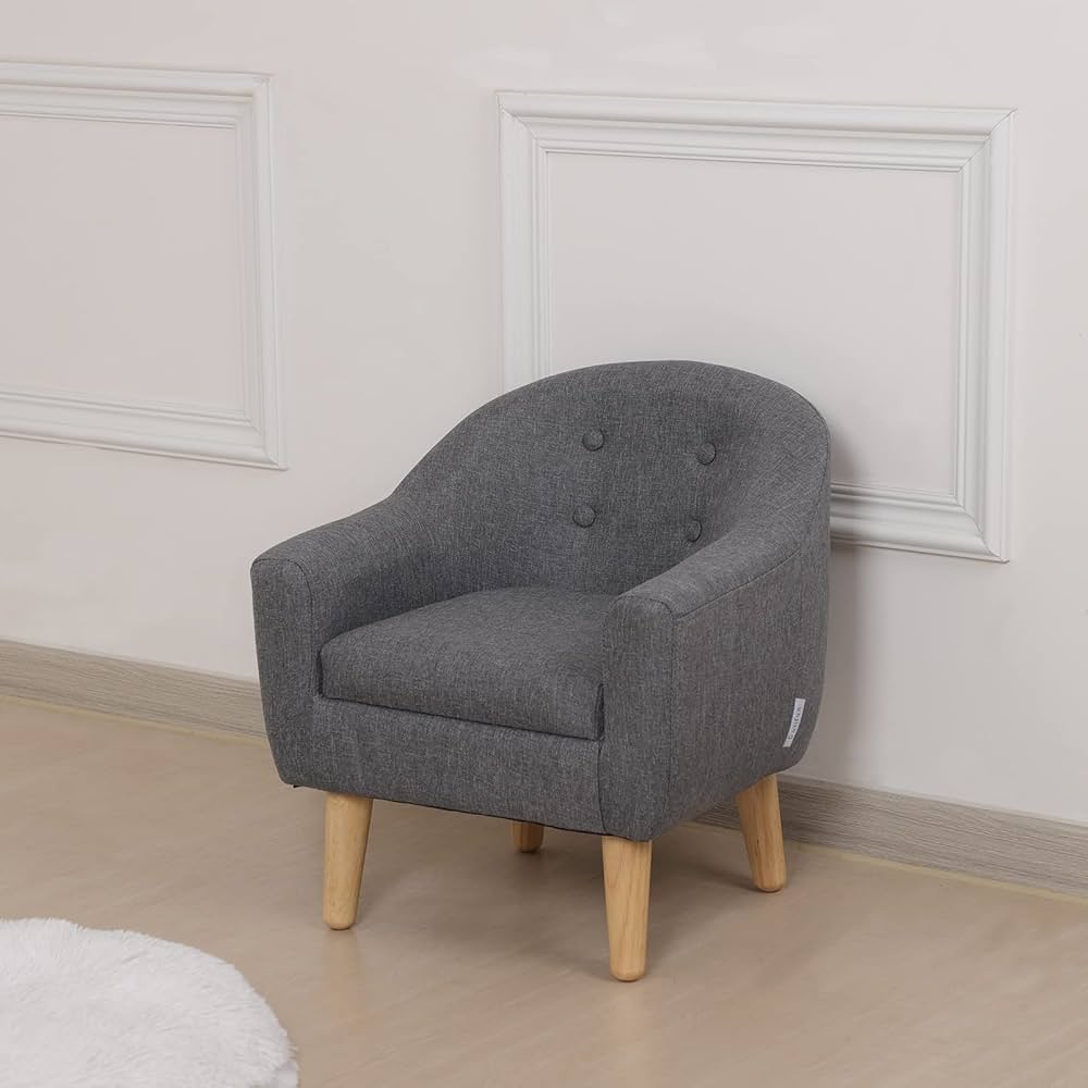 Miila Linen Fabric Children Sofa, 3 Seater Wooden Kids Couch