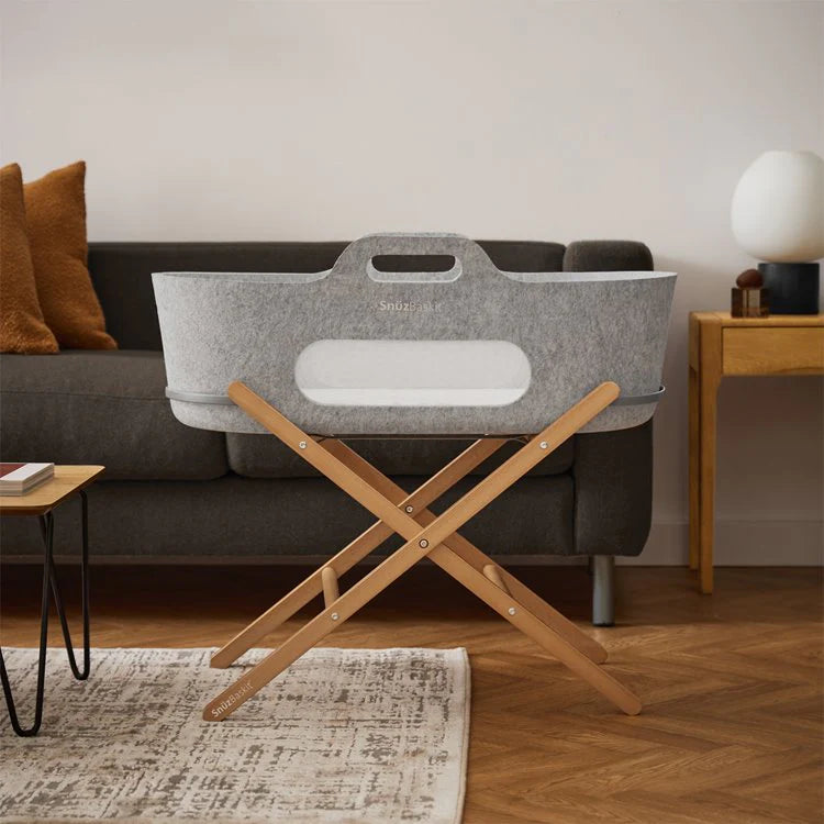 SNUZ LIGHT GREY MOSES BASKET&NATUREL  STAND SET
