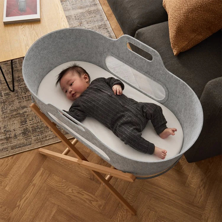 SNUZ LIGHT GREY MOSES BASKET&NATUREL  STAND SET