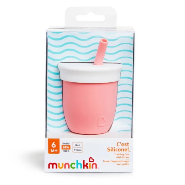Munchkin C’est Silicone! Open Training Cup with Straw for Babies and Toddlers 6 Months+ 4 Ounce