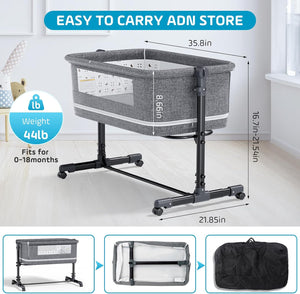 Miila 3 In 1 Baby Bedside Sleeper & Park, Adjustable Cot