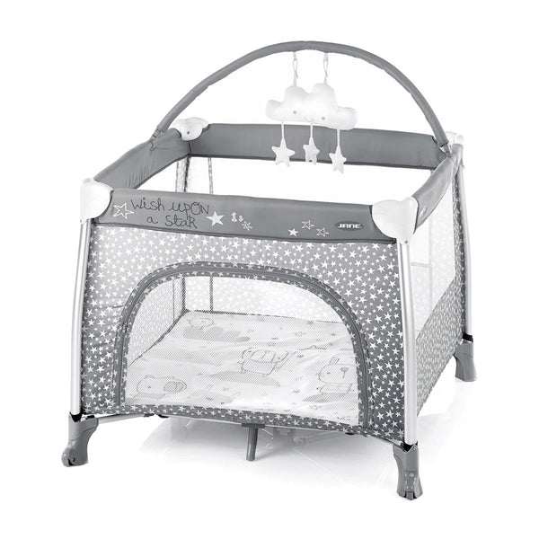 Jane Travel Cot- Grey Stars
