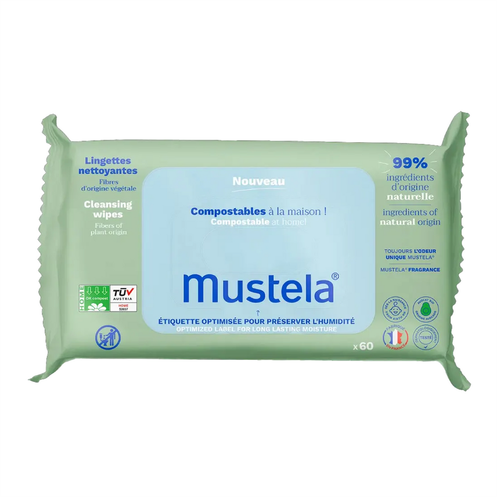 Mustela 60-Count Normal Cleansing Wipes Gentle Baby Care
