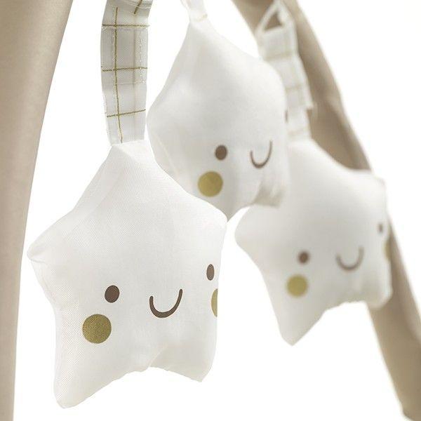 jane Travel Cot Two Level - Grey Stars