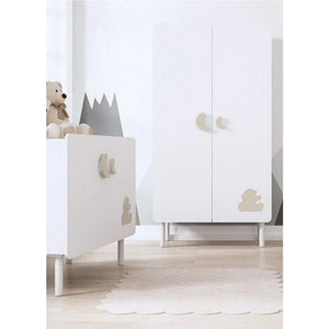 Trama Grey Wardrobe Kuma White Silver Matt Two-Door Nursery Storage