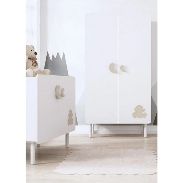 Trama Grey Wardrobe Kuma White Silver Matt Two-Door Nursery Storage