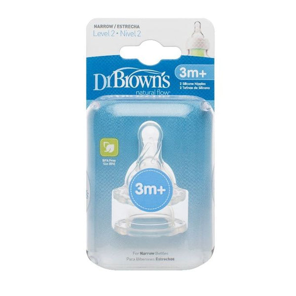 Dr. Brown's 2 Nipples Pack Narrow Anti-Colic Silicone