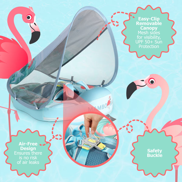 Mambobaby Non-Inflatable Chest Baby Float with Canopy - Flamingo