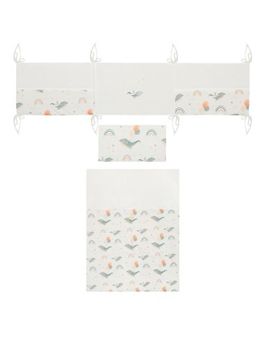 BIMBIDREAMS NORDIC/BUMPER/PILLOW MOBY WHITE
