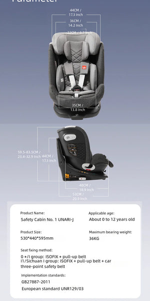 Gb Unari 360° Rotating i-Size Baby Car Seat | Newborn to 12 Years Child Car Seat