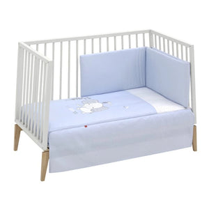Cambrass 2-Piece Crib Bedding Set – Reversible Bedspread & Padded Bumper with Embroidered Cushion Zoe Blue