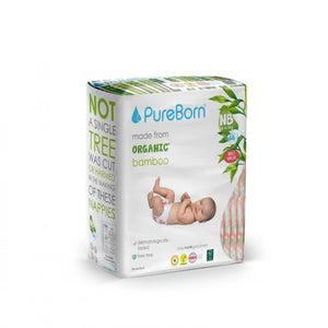 Pureborn Double Pack Organic Bamboo Diapers Ultra-gentle Eco-Friendly Nappies - Print may vary (Copy)