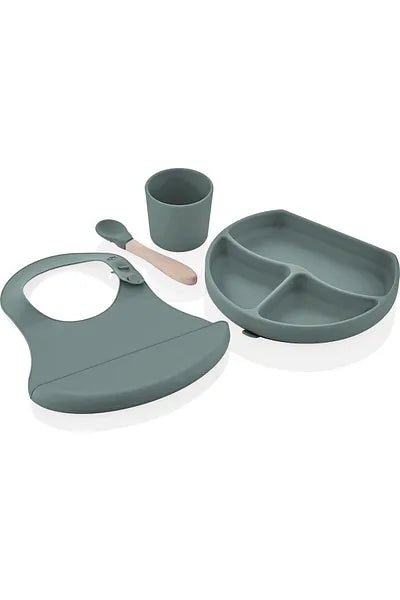 Babyjem Silicon Feeding Set Mint Non-Toxic Baby Dishware