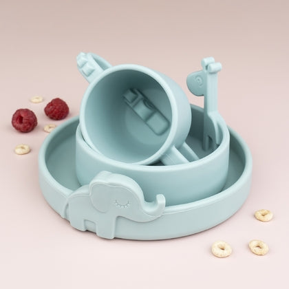 Done By Deer Peekaboo Bowl Raffi Blue Silicone Baby Dish