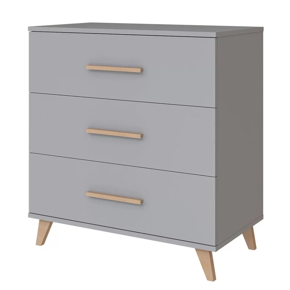 Faktum Flip Grey Baby Dresser with Changing Table Option | 3 Drawer Nursery Chest
