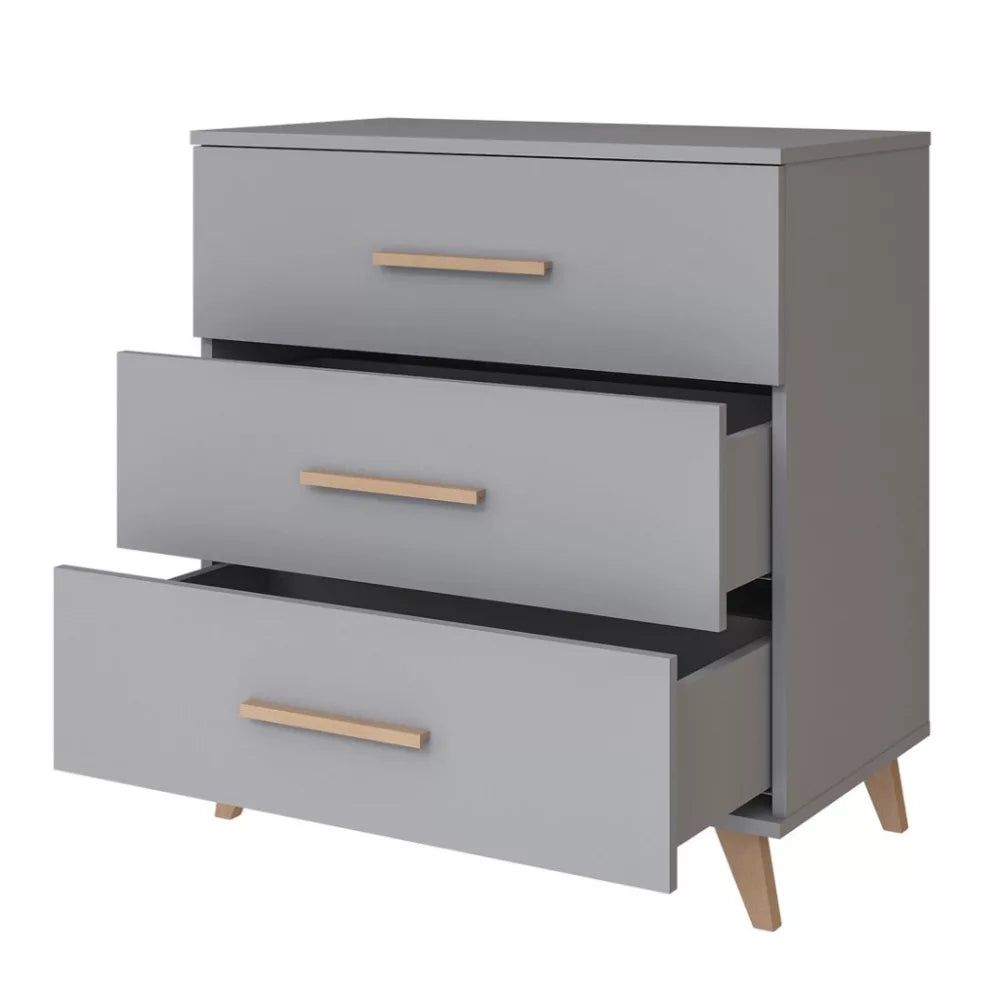 Faktum Flip Grey Baby Dresser with Changing Table Option | 3 Drawer Nursery Chest