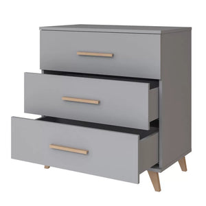 Faktum Flip Grey Baby Dresser with Changing Table Option | 3 Drawer Nursery Chest