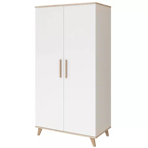 Faktum Flip White-Oak 2-Door Baby Wardrobe – Chipboard & Solid Wood, Ample Storage
