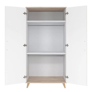 Faktum Flip White-Oak 2-Door Baby Wardrobe – Chipboard & Solid Wood, Ample Storage