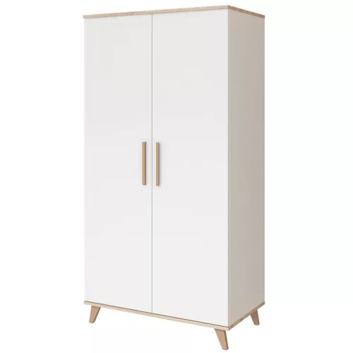 Faktum Flip White-Oak 2-Door Baby Wardrobe – Chipboard & Solid Wood, Ample Storage