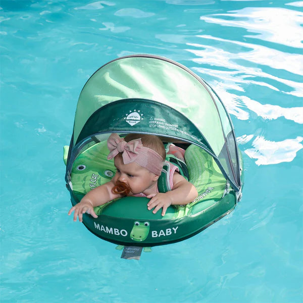 Mambobaby Non-Inflatable Chest Baby Float with Canopy - Crocodile