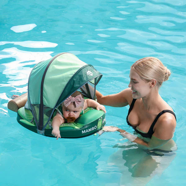 Mambobaby Non-Inflatable Chest Baby Float with Canopy - Crocodile