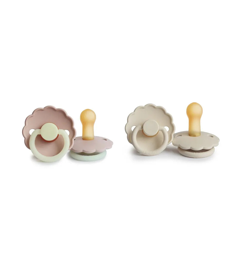 FRIGG Daisy Latex  Pacifier 6-18M 2-pack Biscuit/Cream