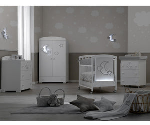 Erbesi Moon Wifi Crib White Adjustable LED Beechwood