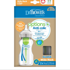 Dr. Brown’s 270ml Glass Anti-Colic Bottles 2-Pack