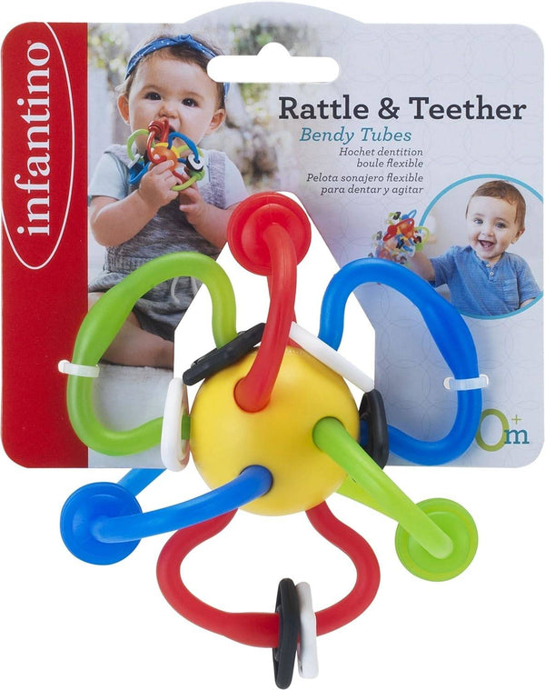 Infantino Rattle & Teether Bendy Tubes Sensory Toy