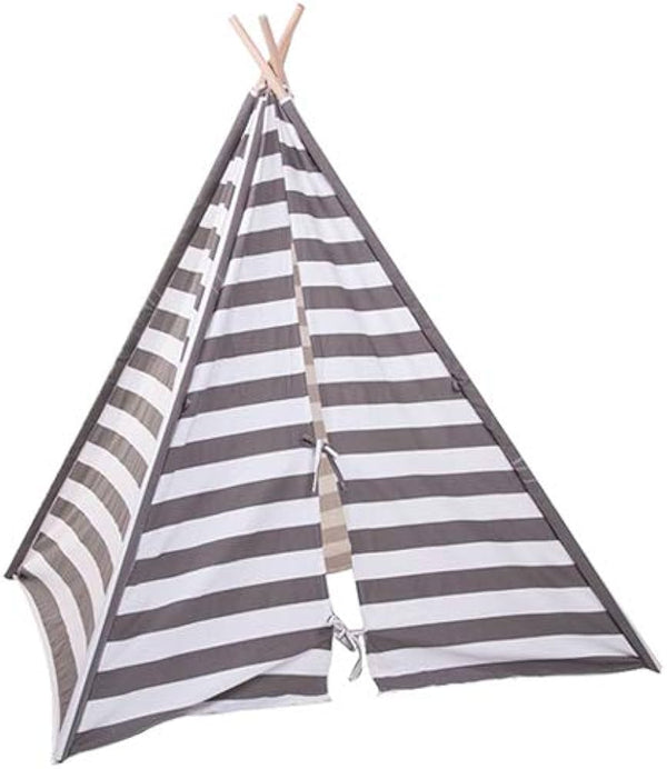Childhome Tent Wood Grey White Stripes Play Tent