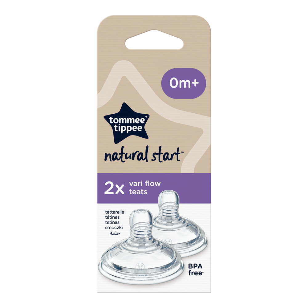 Tommee Tippee Vari Flow Teats 0M+ 2-Pack Bottle Nipples