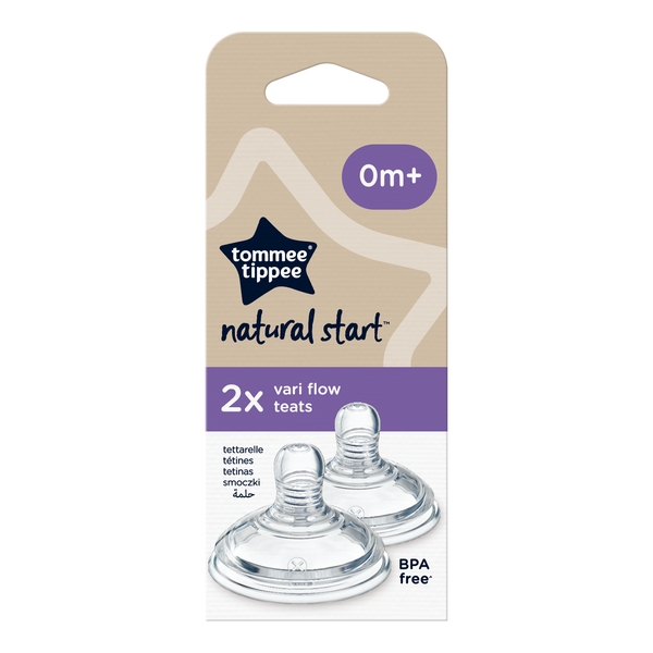 Tommee Tippee Vari Flow Teats 0M+ 2-Pack Bottle Nipples