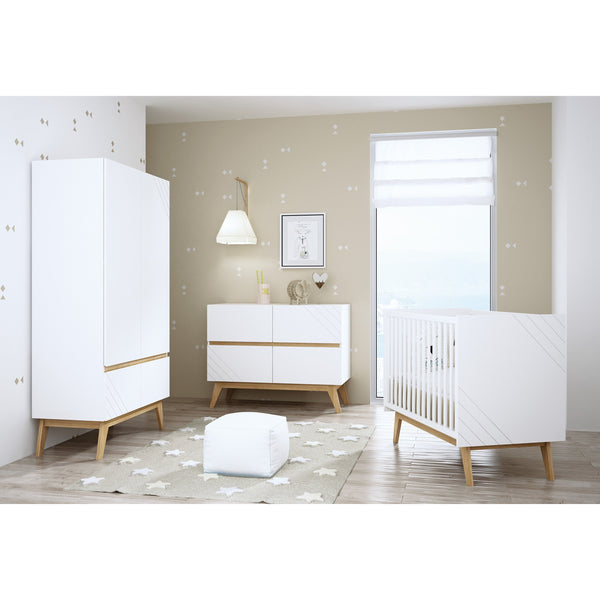 Trama Wardrobe Nuova White & Natural, 2 Doors, 2 Drawers