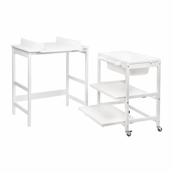 Quax Smart Changing Table With Bath White, Mobile Nursery Unit
