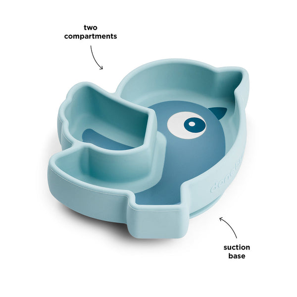 Done By Deer Silicone Stick & Stay Snack Plate Birdee Blue