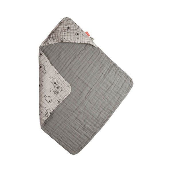 Done By Deer Hooded towel Sea friends Grey