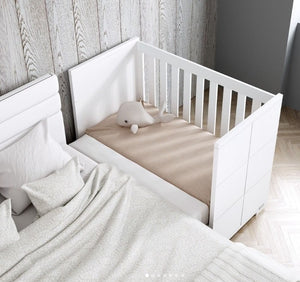 Trama Cot Bed Chocolate With Drawer, Solid Pine Luxury Crib