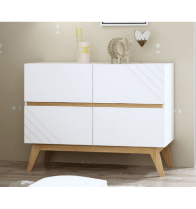Trama Chest Of Drawers Nuova White and Natural wood