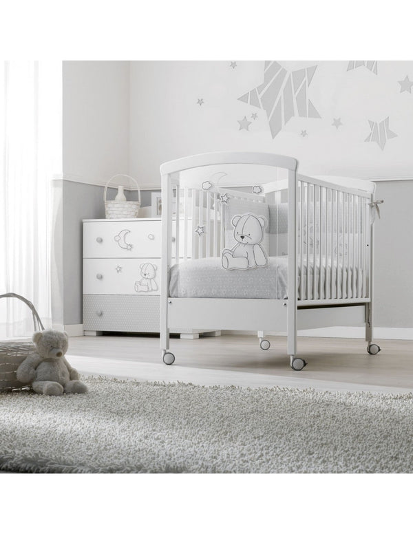 Erbesi Stella Magic Crib White Grey Adjustable Nursery Bed
