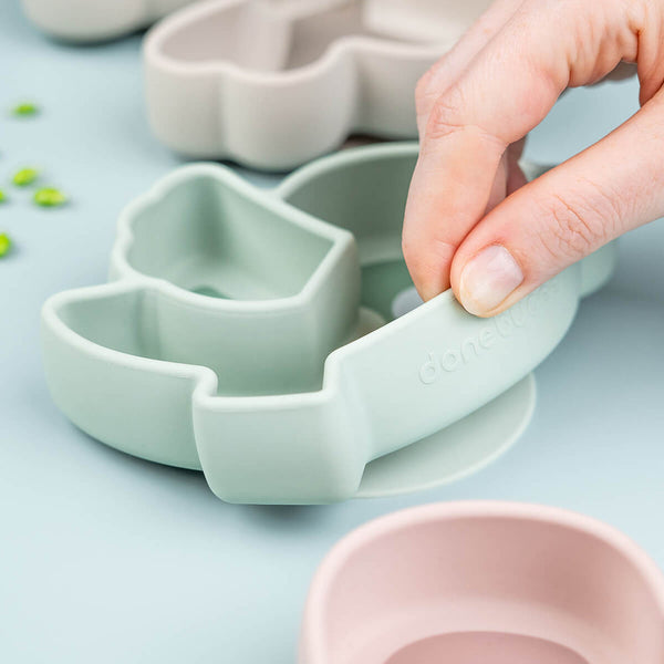 Done By Deer Silicone Stick & Stay Snack Plate Green