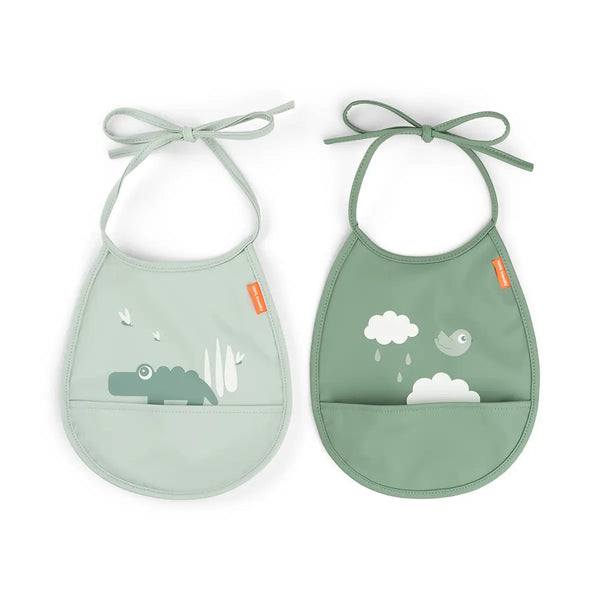 done by deer Tiny pocket bib 2-pack Croco Green