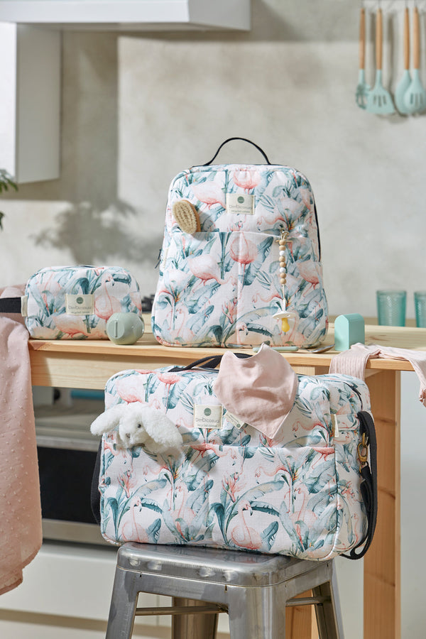 Bimbidreams Backpack Flamingo White Diaper Bag