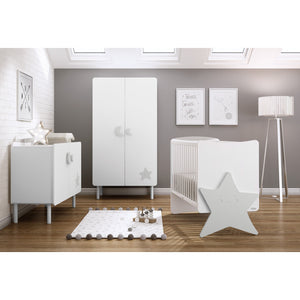 Trama Wardrobe Kuma White Silver Matt Two-Door Nursery Storage