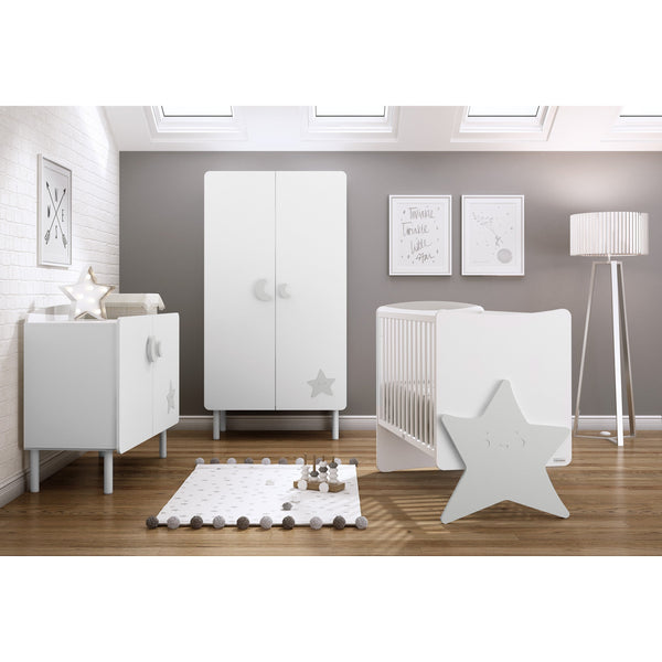 Trama Wardrobe Kuma White Silver Matt Two-Door Nursery Storage