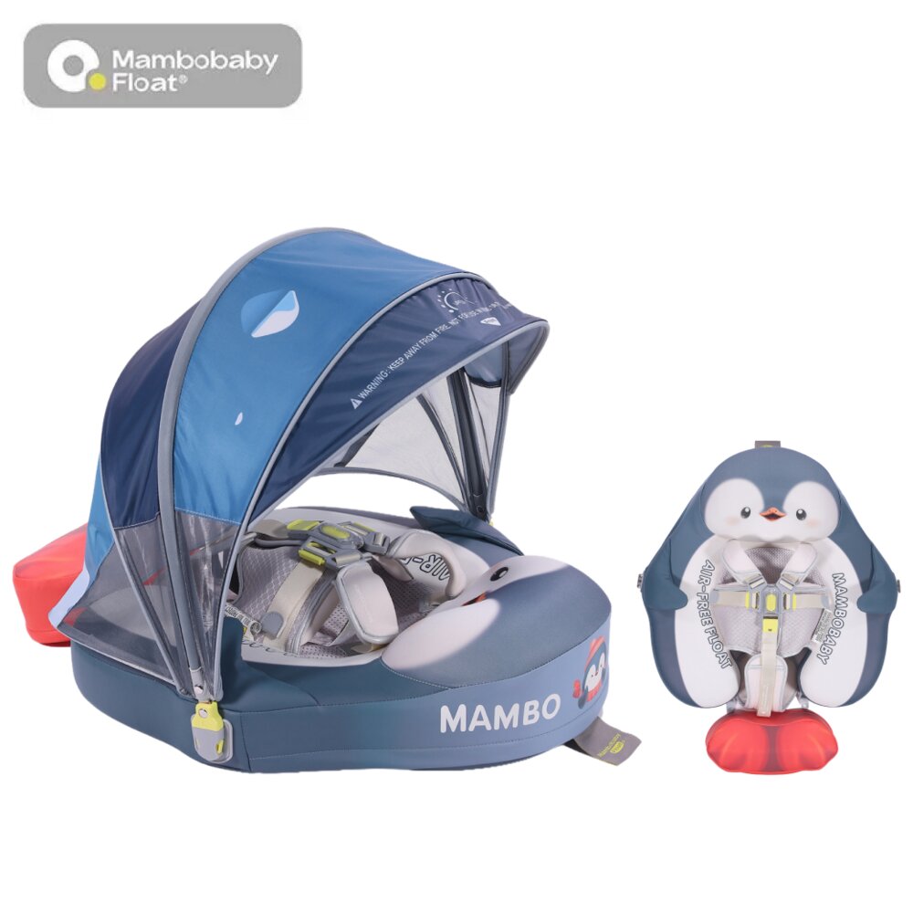 Mambobaby Non-Inflatable Chest Baby Float with Canopy - Penguin