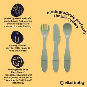 Vital Baby Perfectly Simple Toddler Cutlery Set | BPA-Free Fork, Spoon & Knife Set