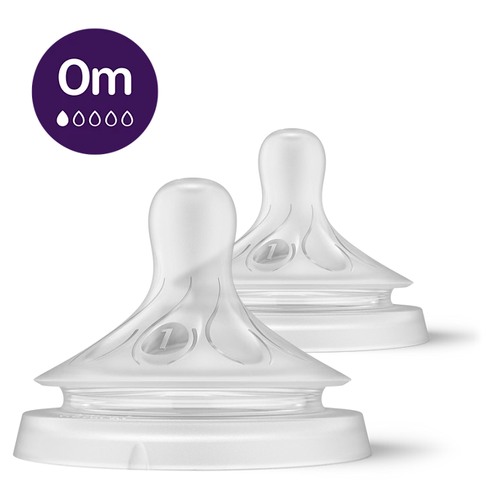 avent 2 natural teats first flow 1 hole - 0m+ 961/02