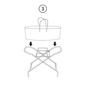 Cambrass Quilted Baby Basket with Handles & Canopy – Wicker Moses Basket Set (0–6 Months)